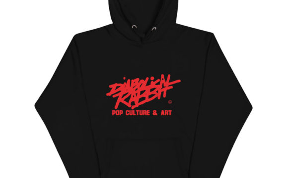 Diabolical-Rabbit-Magazine-Art-And-Pop-Culture-Red-Font-Black-Hoodie-Front