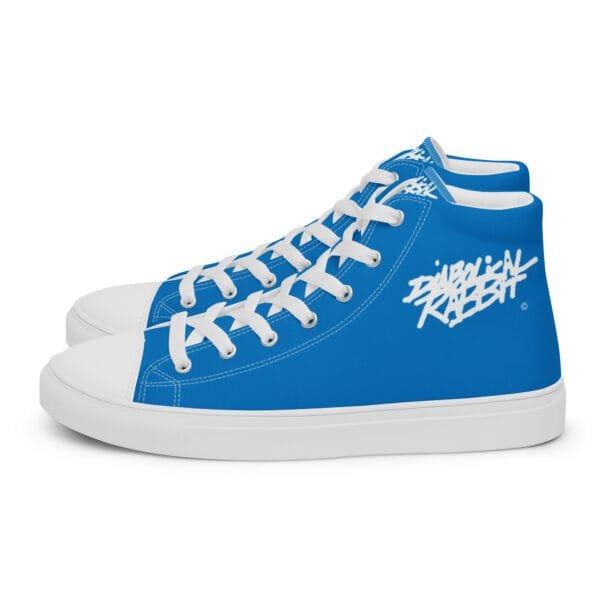 Diabolical Rabbit Men’s High Top Blue Canvas Shoes