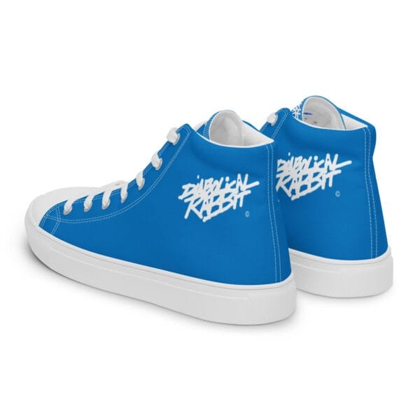 Diabolical Rabbit Men’s High Top Blue Canvas Shoes - Image 3
