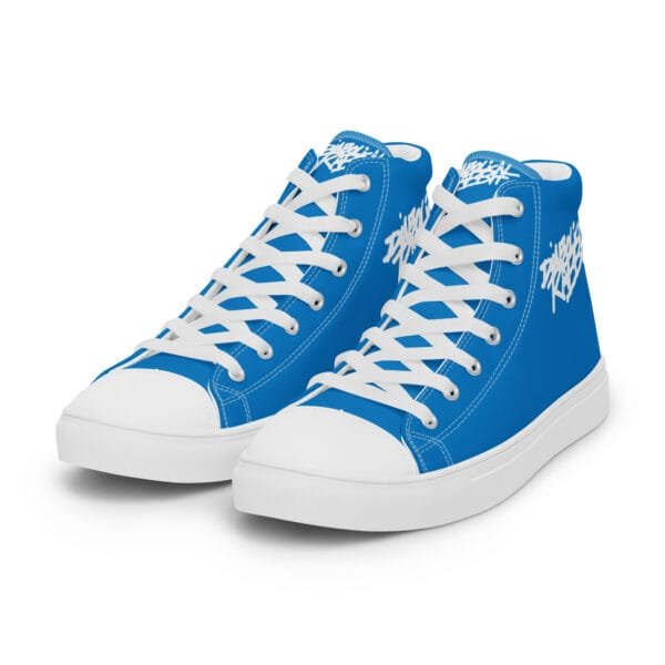 Diabolical Rabbit Men’s High Top Blue Canvas Shoes - Image 4
