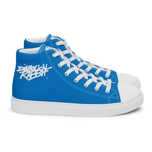 Diabolical Rabbit Men’s High Top Blue Canvas Shoes - Image 5