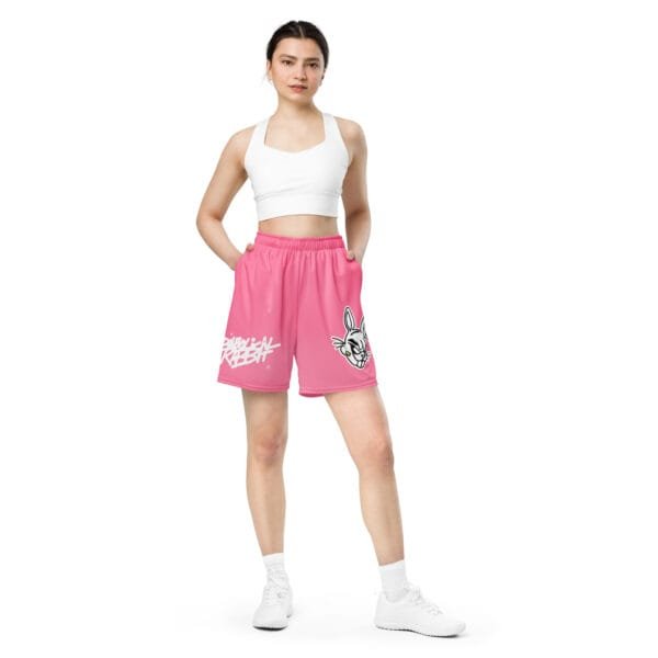 Diabolical Rabbit Pink Unisex Mesh Shorts - Image 2