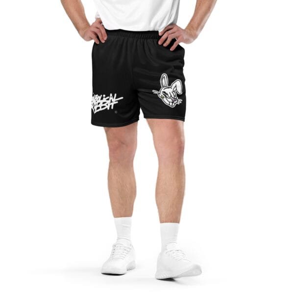 Diabolical Rabbit Black Unisex Mesh Shorts - Image 2
