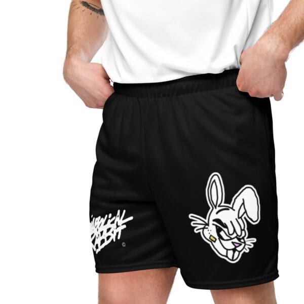 Diabolical Rabbit Black Unisex Mesh Shorts - Image 3