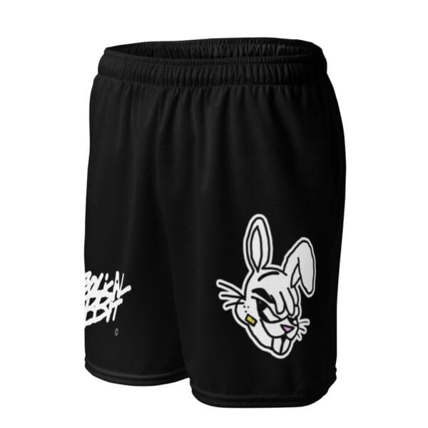 Diabolical Rabbit Black Unisex Mesh Shorts - Image 4