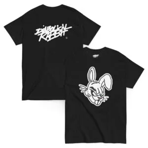 Alternative view of Diabolical Rabbit Face Staple Unisex Tee