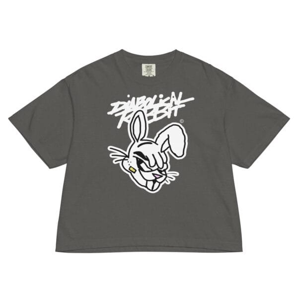 Diabolical Rabbit Bad Face Women’s Heavyweight Boxy Tee - Image 5