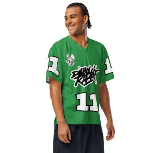 Alternative view of D-Rabbit Gang Green American Football Jersey